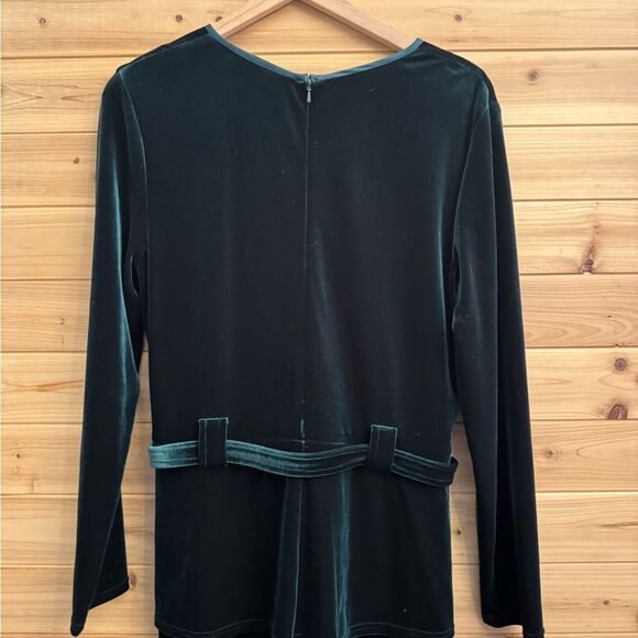 Plaza South Large Dark Green Velvet Tie Waist Long Sleeve Maxi Dress Christmas - Picture 10 of 11